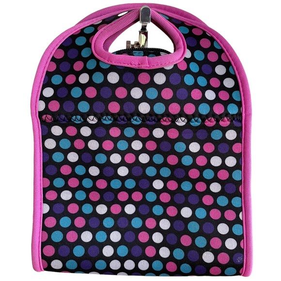 CURVES INSULATED LUNCH BAG Pink Gray Purple Black Turquoise Collapsible - Picture 3 of 14